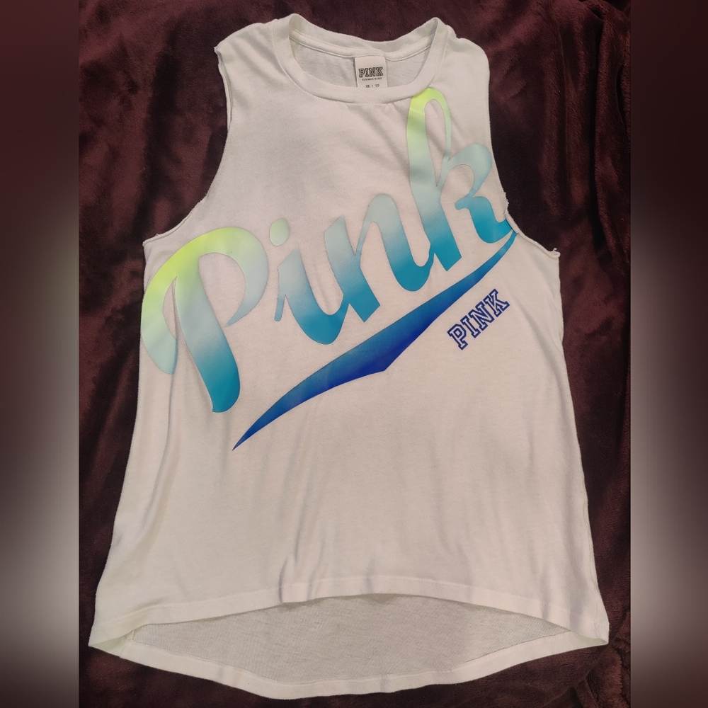 PINK tank top, tye dye size xs